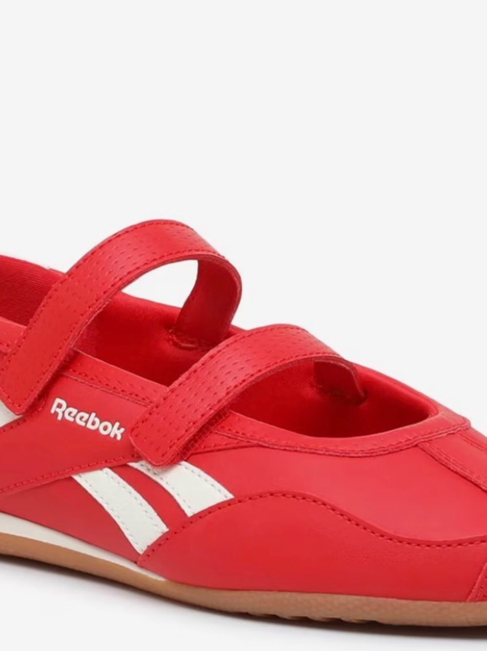 Reebok Kids Red Mary Jane Sneaker with White Stripe